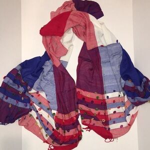 Med Distribuciones Colorblock Scarf – Multicolor Boho Viscose Wrap